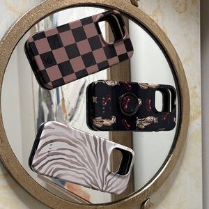 iPhone 16 Pro Stylish Phone Case Set - Checkered, Cherry, Zebra - Various Brands
